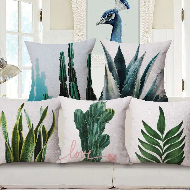 moderne botanique housse de coussin plante nordique chaise canapé jeter taie d'oreiller feuille feuilles cactus almofada plante ananas cojines