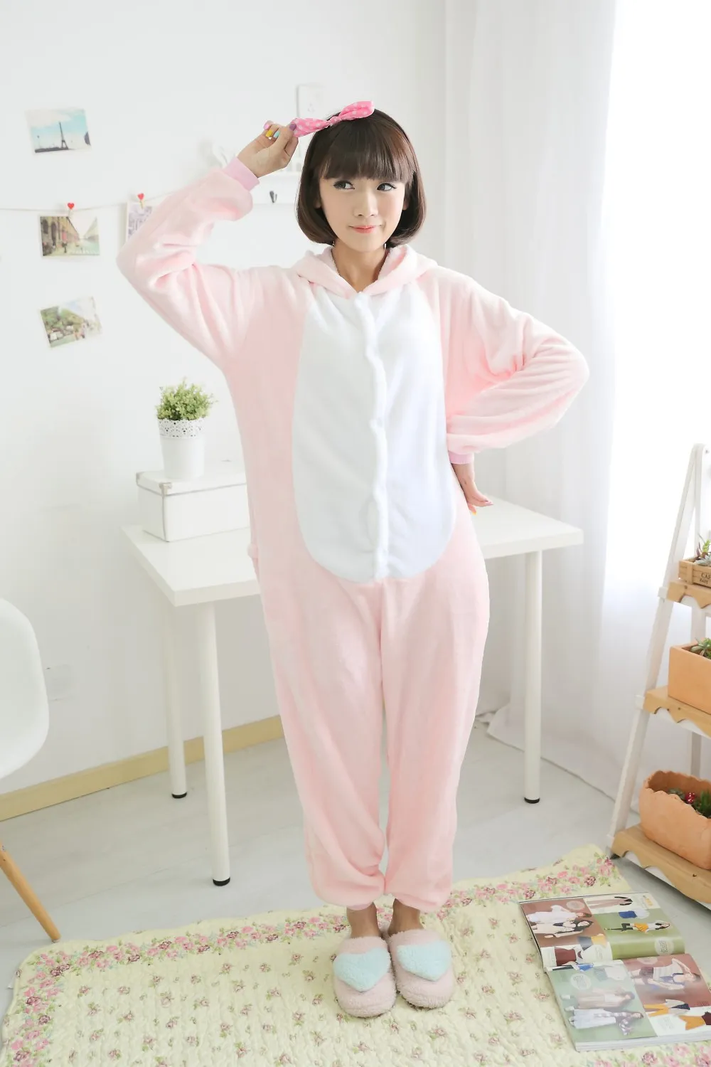 Yetişkinler pembe domuz Fanila Pijama All In One Pijama Cosplay Kostümler Suits Yetişkin Konfeksiyon Sevimli Domuz Karikatür Hayvan Onesies Pijama Tulum