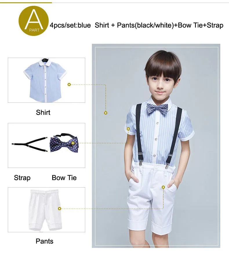 Boys Suits For Weddings Blue Stripe Kids Tuxedo Set Summer Prom Outfit ...