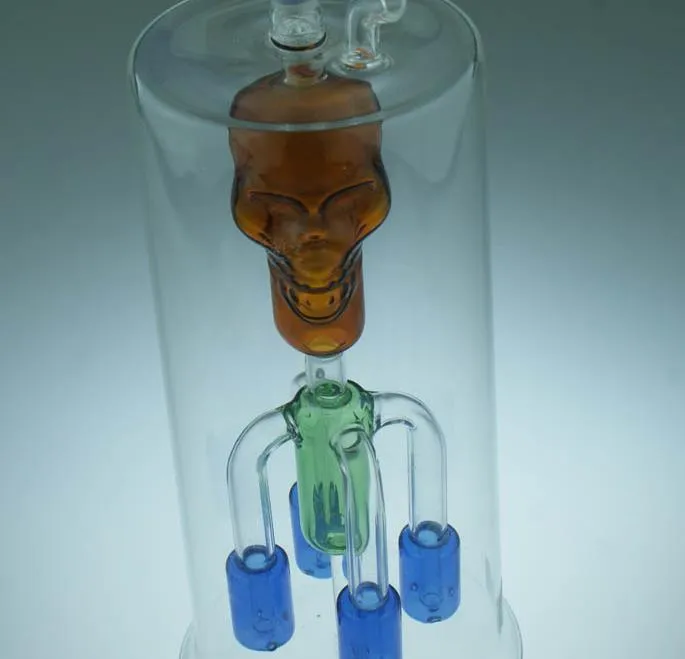 Narguilé en verre crâne à quatre griffes ---- Pipe à eau en verre de plate-forme pétrolière bongs en pyrex épais mini pipe à eau sci liquide enivrante, livraison aléatoire de couleur