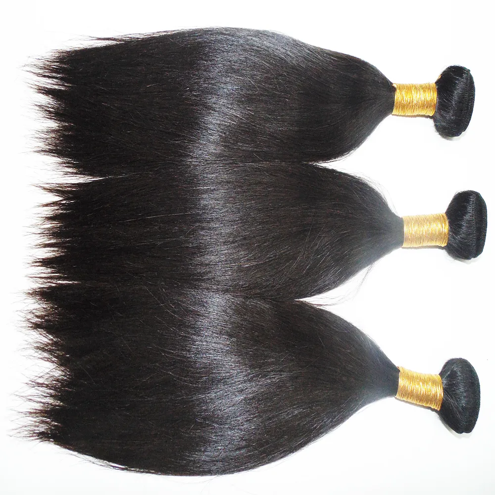 Large stock Best 14A double drawn 100% Indian human hair Straight natural color hair wefts 4bundles