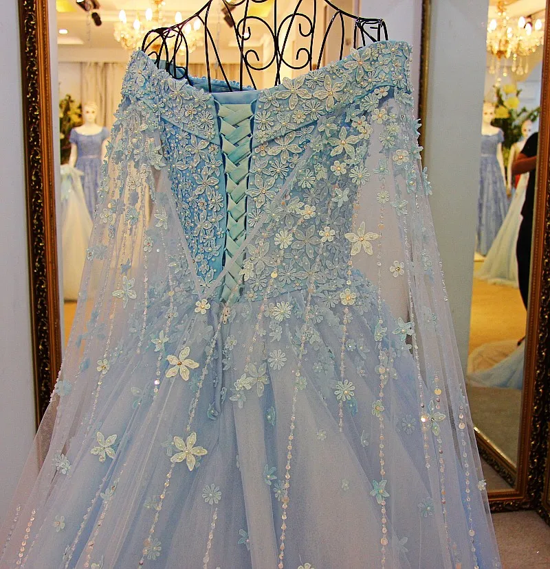 Księżniczka z koralikami długie rękawy sukienki na bal