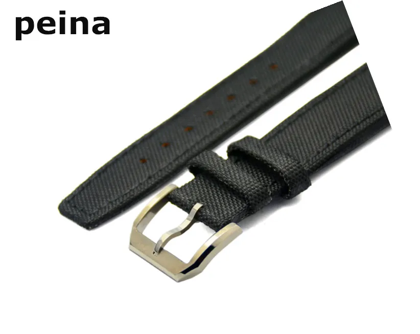 20mm 21mm 22mm New Black Green Nylon and Leather Watch Band strap For IWC watches203i