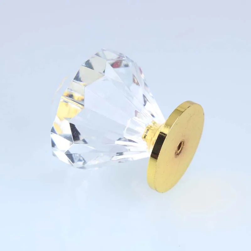 Boutons de placard à tête de diamant de luxe, en cristal clair, or, pour commode, armoire de cuisine, poignées de porte, bouton 1370597
