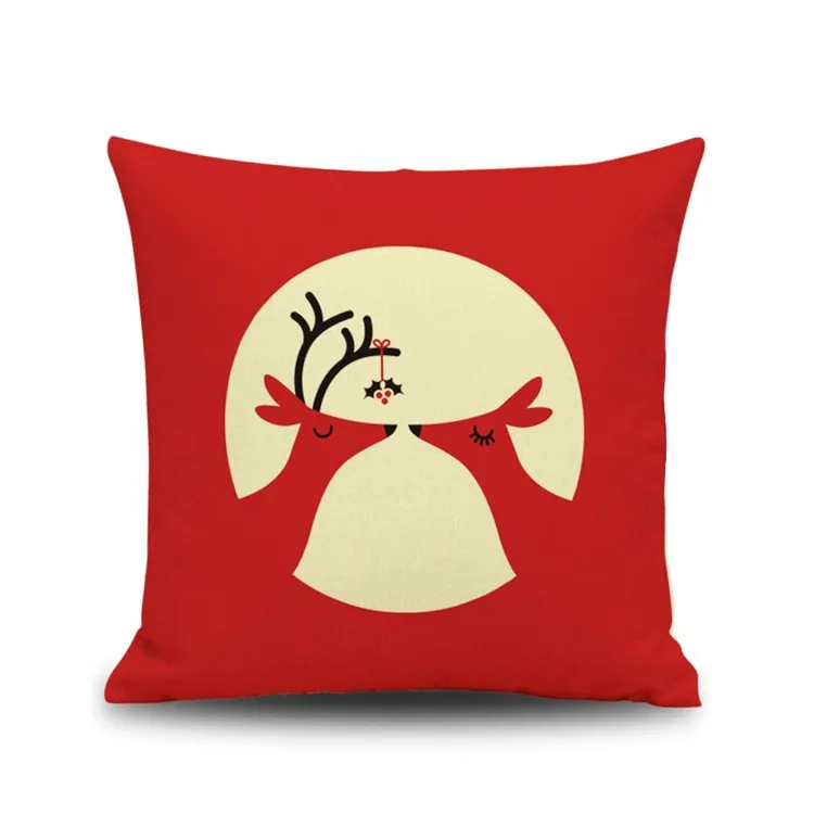 Jul Renkudde Fall God jul Ren Snowfla Cartoon Djur Pillow Case Festival Present Julklapp 45 * 45 Kuddehölje