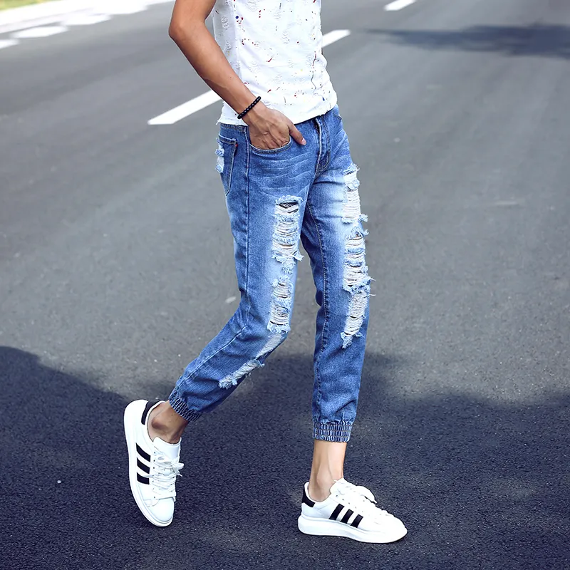 Ripped jean joggers deals
