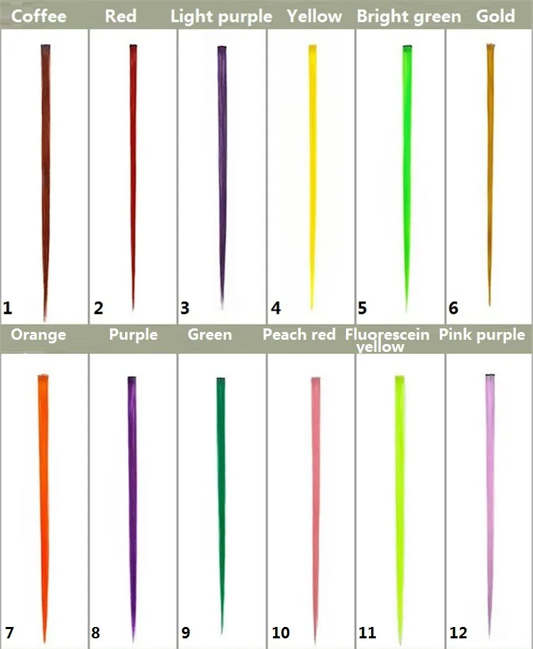 Barrettes färgglada populära färgade hårprodukter hårklipp mode populärt färgat syntetiskt klipp på i hårtillbehör 2704
