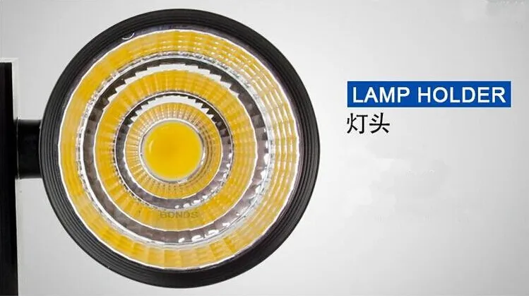 Fabriks grossistpris LED spårljus 30W COB Rail Light Spotlight Equal 300W Halogenlampa Varm kallt Naturvit Råglampa AC85 ~ 265V
