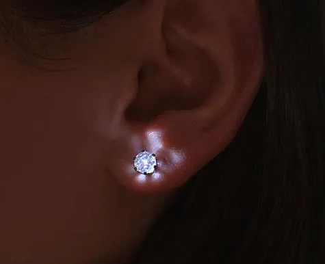 Fashion Christmas party light up CZ crystal earrings men women kids dance club LED Luminous Stud Flash Earrings festive event props gift