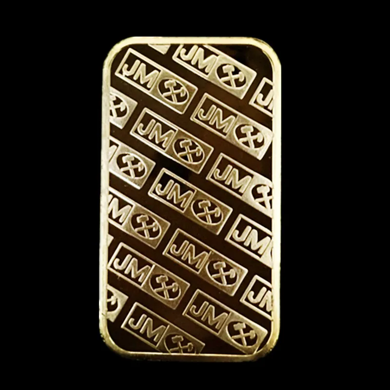 Non Magnetic Amerian coin JM Johnson matthey 1 oz Pure 24K real Gold silver Plated Bullion Bar with different serial number