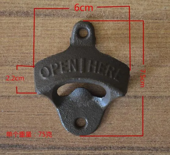 Metal wall mounted bottle opener with two srews