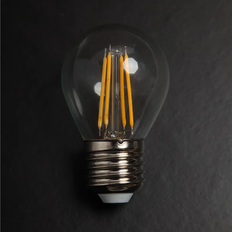 2w 4w 6w 8w led filament bulb light Dimmable G45 C35 A60 glass clear e27 b22 e14 360 degree led lamp for indoor