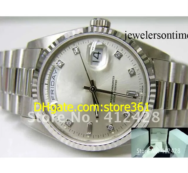 Herren-Armbanduhr aus 18 Karat WG-Weißgold, President-Diamant-Zifferblatt 8239, automatisches Saphirglas-Armbanduhr, Originalverpackung