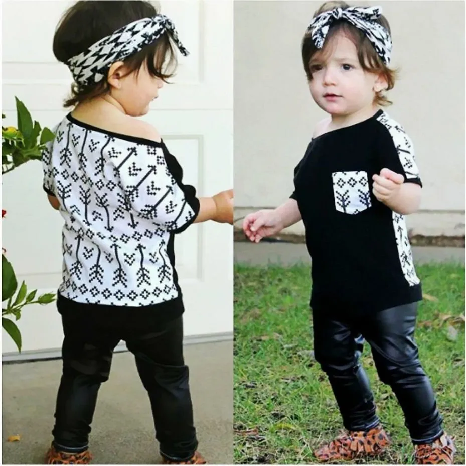 raffreddare ragazzi neri si adatta bambino bambini delle neonate fototecnica vestiti tasca attaccato maglietta Tops + pantaloni lunghi pantaloni bambino di moda Set top