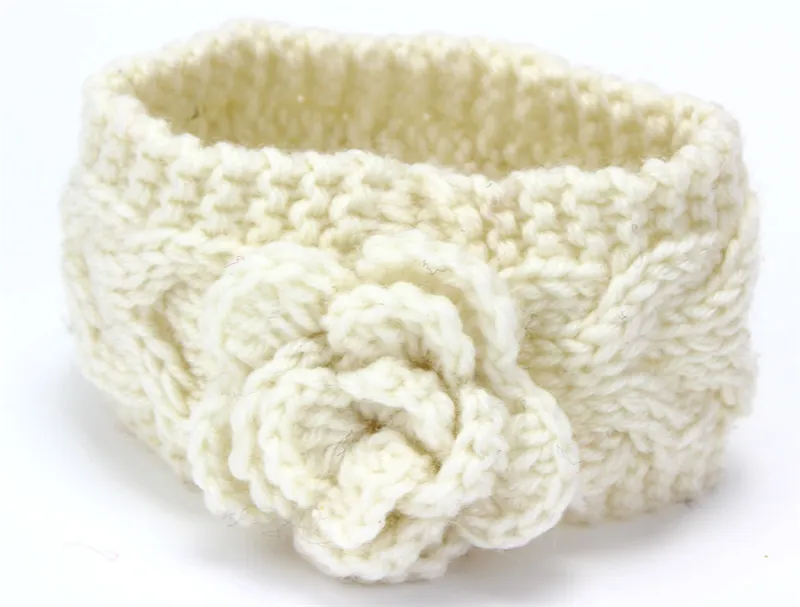 Girls enfants hiver Big Wool Crochet Bandons fleurs pour les réchauffeurs d'oreille de style européen en tout-petit