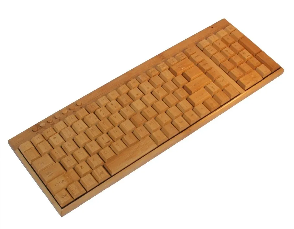 Multimedia Bamboo Wireless Keyboard 2.4GHz Handmade Wooden Wireless