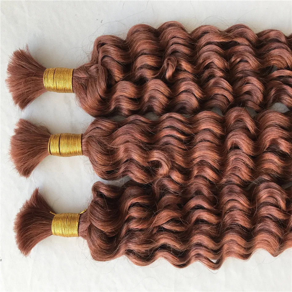 Deep Wave Bulk Hair Extensions Brasilianskt mänskligt hår Nej Weft #33 Bulk Human Hair för flätning FDSHINE