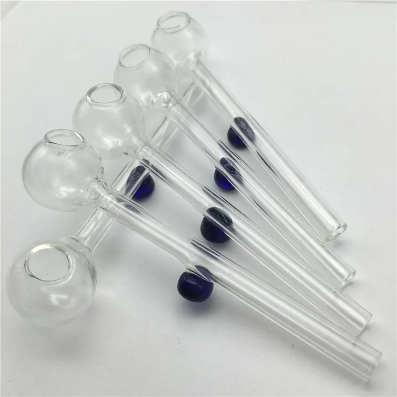 10cm mini glass smoking oil burner pipe clear thick pyrex glass oil burner cheap hand pipes with colorful handle glass tube