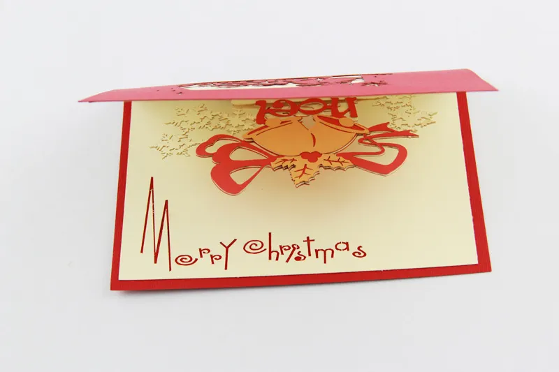 Biglietto di auguri in 3D Noel Christmas Bell Cartoli di auguri Decorazioni di Natale Biglietti di Natale saluti Biglietti Bessing Pop -up 6698508