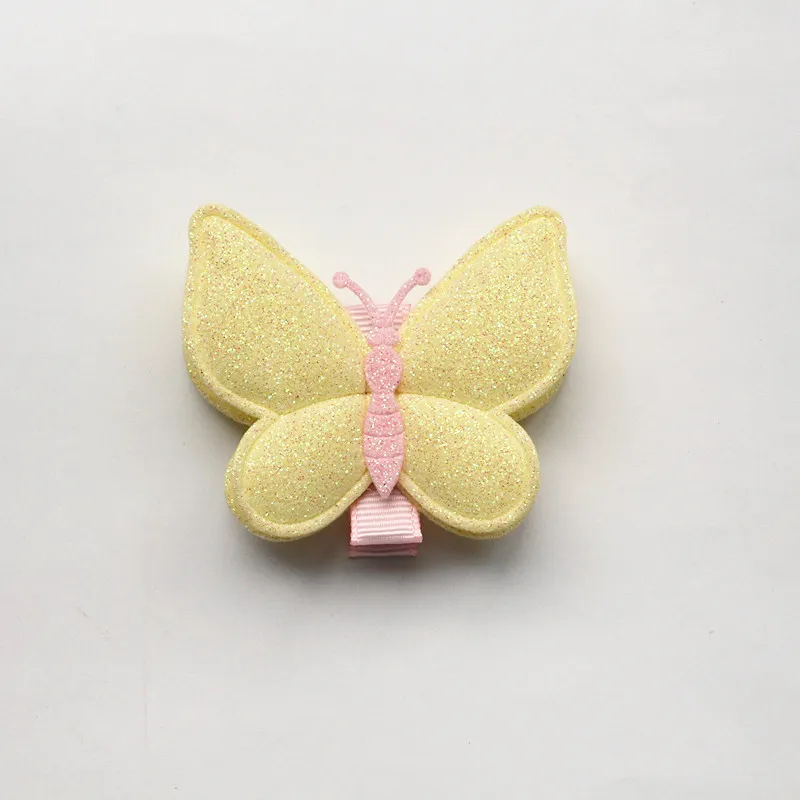 glitter farfalla doppi strati design in pelle sintetica forcine bambini fermagli capelli fatti a mano adorabili accessori bowknot