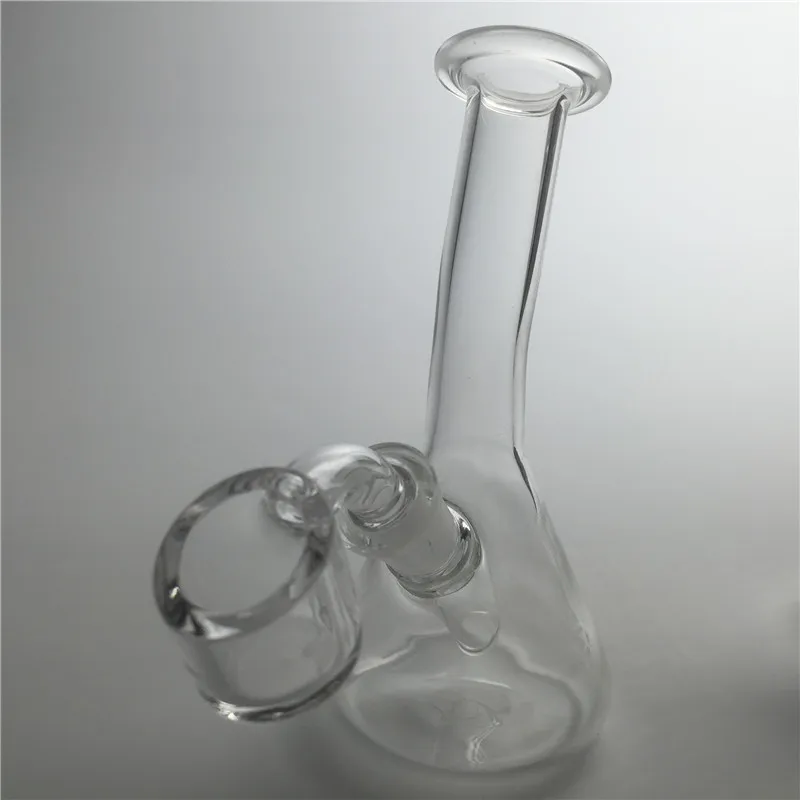 New Arrival 4,3 cal Mini Glass Glass Pipes Water Bong z 3mm Grube Quartz Banger Krótkie szyja Małe Heyy Glass Bongs