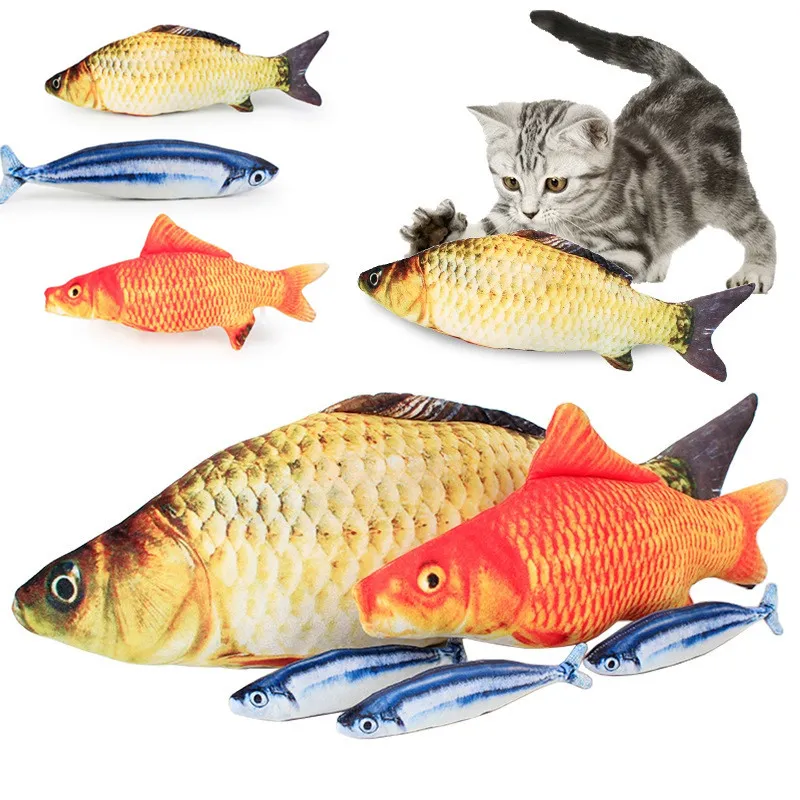 Simulazione peluche gatto pesce giocattoli divertente pesce gatto cuscino peluche gatto pesce cotone giocattolo per animali domestici IC744