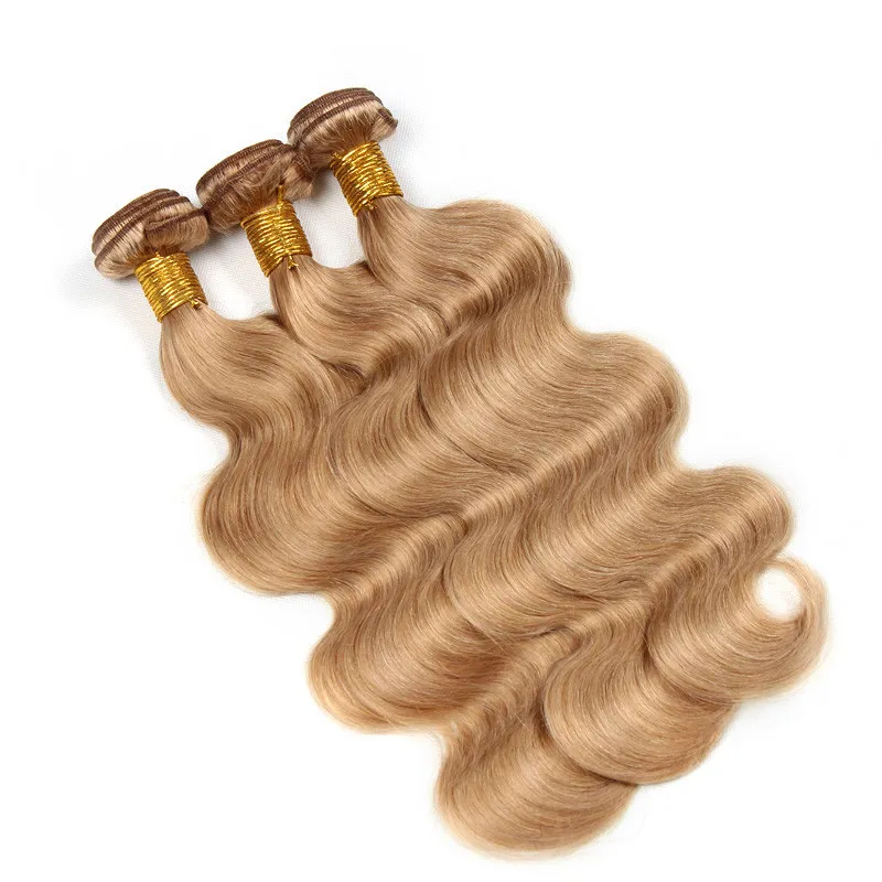 Pure Color Miode Blonde # 27 Human Hair Bundles z koronki Zamknięcie 4x4 Brazylijski Body Wave Wave Extension z zamknięciem Truskawki Blonde