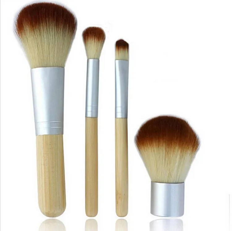 1 zestaw / 4 sztuk Profesjonalny Fundacja Makijaż Bambusowe Szczotki Kabuki Makijaż Szczotka Kosmetyczna Zestaw Zestaw Narzędzia Eye Shadow Blush Brush QP