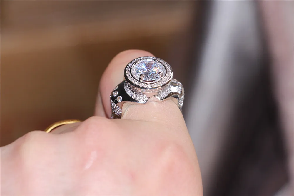925 sterling silver ädelsten cz diamant simulerad ring för män vintage cocktail smycken engagemang bröllop band ringfinger