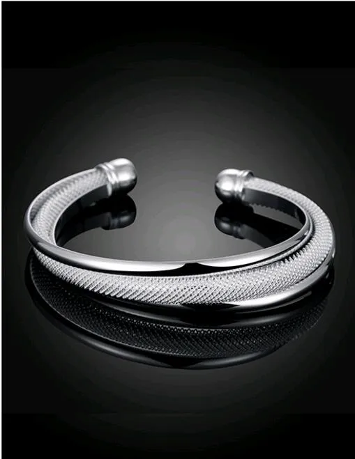Bracelet manchette européen et américain pour foulard de tête pour femme bord Net bouche ouverte cuivre et argent plaqué bracelets bijoux