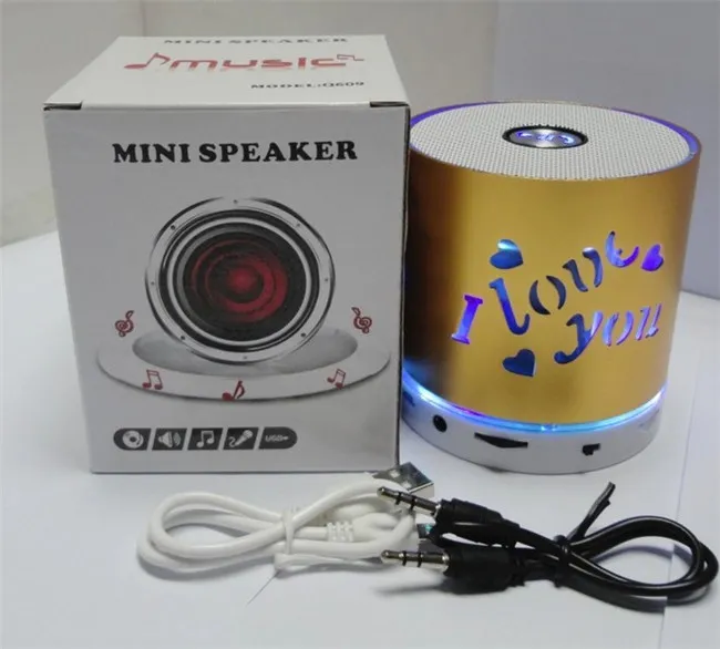 Q609 Bluetooth-динамик красочные Flash Iove Yove Yove Whio Wife Bluetooth Speaker Subweefer Speaker Card U диск FM