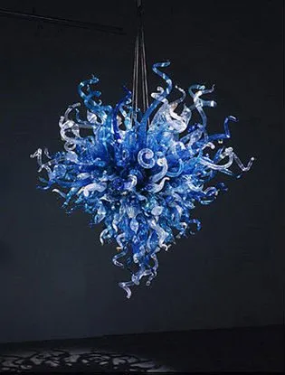 Blue Indoor Chandeliers Lamp Lightings Ceiling Lamps LED Bulbs Hand Blown Murano Glass Romantic Pendant Lights