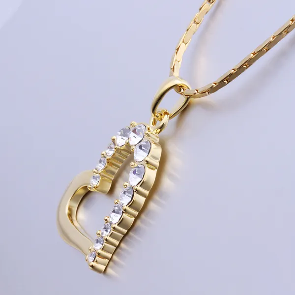 brand new 24k 18k yellow gold heart Pendant Necklaces jewelry GN512 fashion gemstone crystal necklace christmas gift