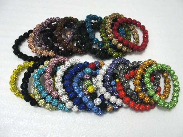 26 colores elegidos Cristal 20 Pulseras de cuentas Bola de discoteca Pulseras elásticas brillantes Pulseras de cuentas hechas a mano 40pcs