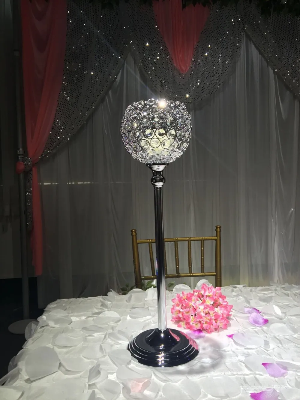 wholesale luxury hanging crystals wedding centerpieces for flowers