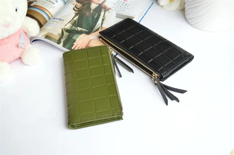 Long Wallets holders Women ladies Plaid PU Leather Bifold wallets Coin and Credit card holders packet Purses Wallets top fashion.