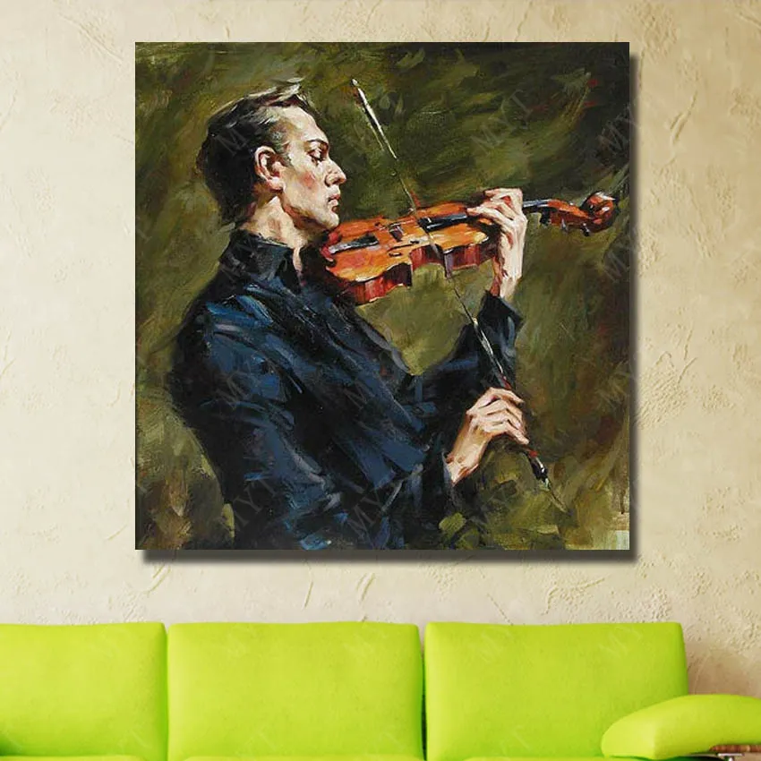 Настенный Дизайн Человек Играет В Скрипкой Живопись Маслом Для.