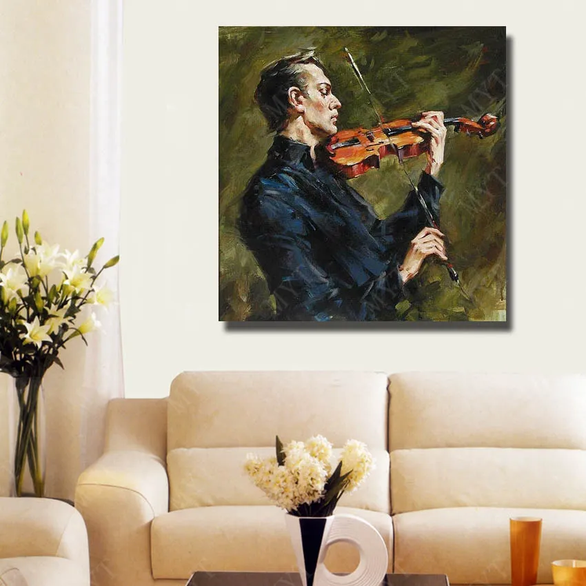 Настенный Дизайн Человек Играет В Скрипкой Живопись Маслом Для.