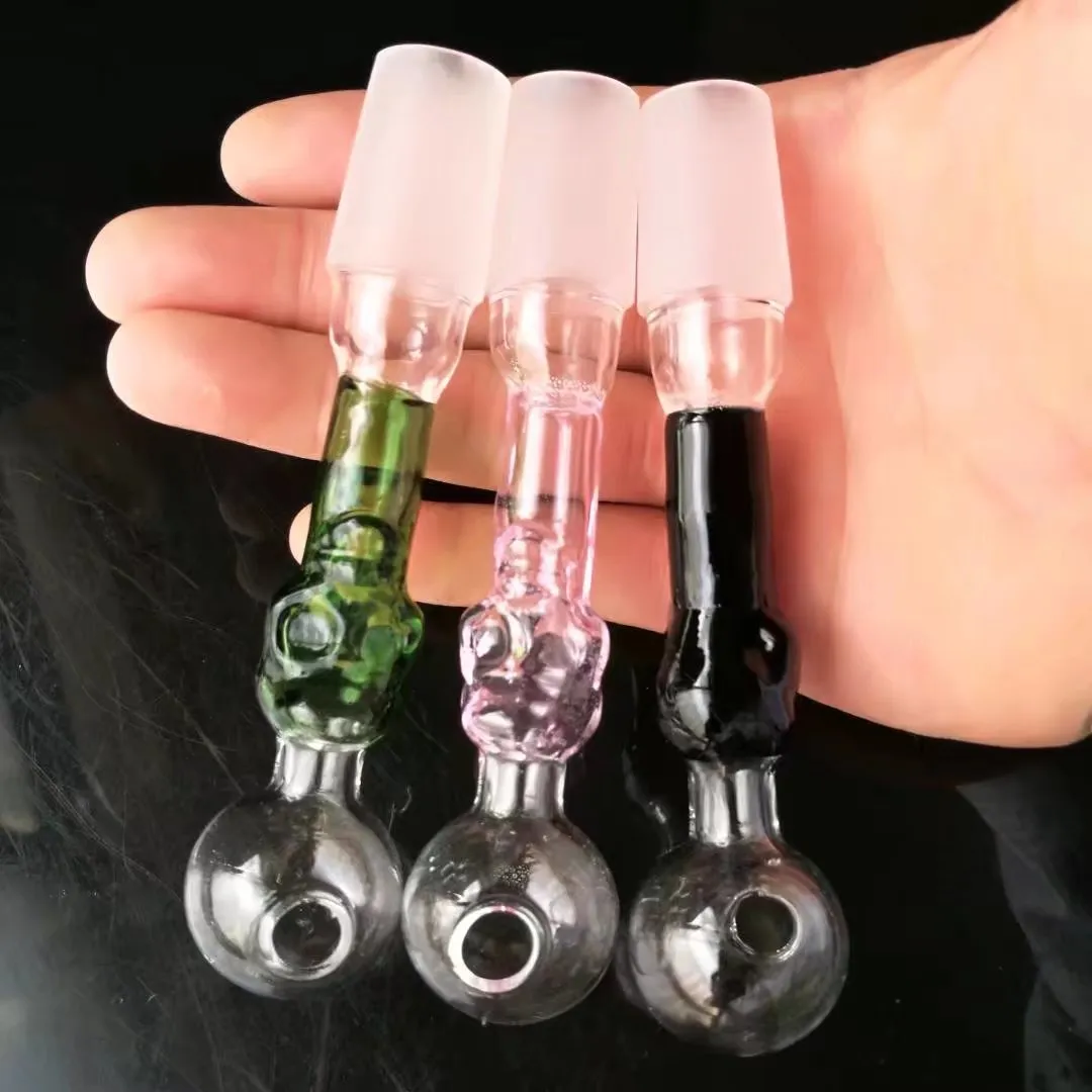 Pot droit de bouche de gommage de crâne de couleur, bongs en verre en gros, narguilé en verre, accessoires de pipe de fumée