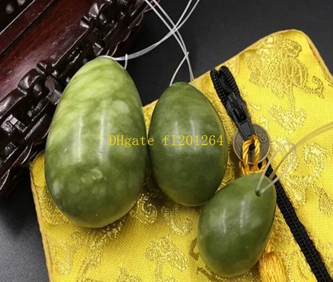 Natural green stone drilled jade eggs Stone egg For kegel exercise