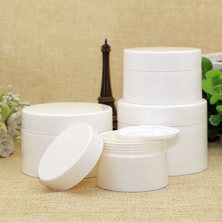 30pcs 50g white empty plastic cream containers jars with screw caps,deodorant containers cosmetic packaging plastic tin bottle