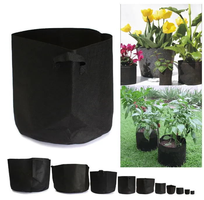 Todo redondo tecido não tecido vasos de plantas bolsa recipiente raiz crescer saco aeração recipiente vegetal jardim plantadores5733606