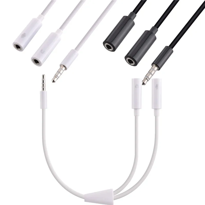 3.5mm Audio Cable Male Jack to 2 Double Female Mic Earphone Y Splitter Headphone Extension Adapter AUX Connectors