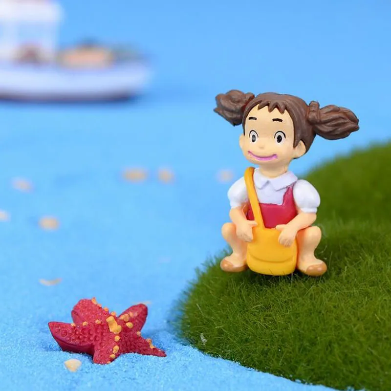 Gulliga tecknadflickor figurer Fairy Garden Miniatyrer Gnomes Moss Terrarium Resin Craft för heminredning DIY Dollhouse