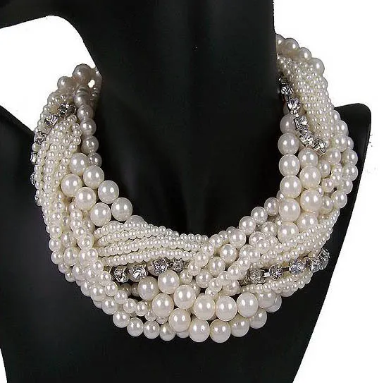 Twist Pearl Jewelry Necklace Multiple Layer String Twist Faux Choker Statement Fashion String Pearl Necklace DHL Christmas Gift