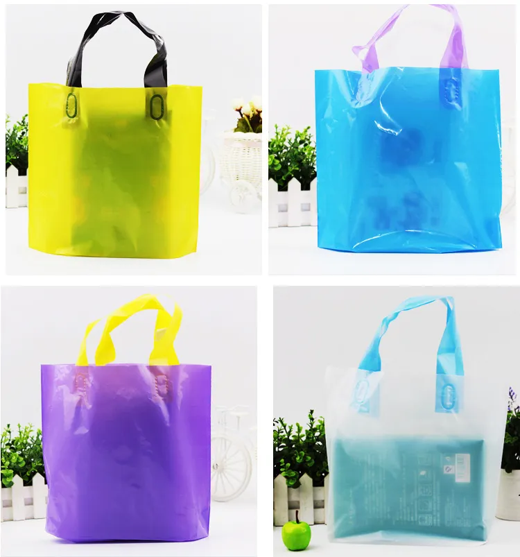 CUSTOM LOGO Glossy Merchandise Grocery Bags Premium Plastic Retail Shopping Party Gift Bags Packing hand Bags 7