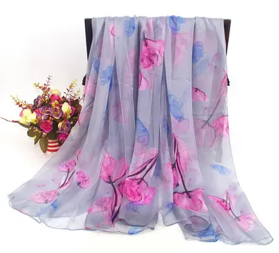 New Vintage 100% chiffon sciarpa di seta fiori modello fazzoletti da collo 175 cm * 105 cm 10 pz / lotto # 4040