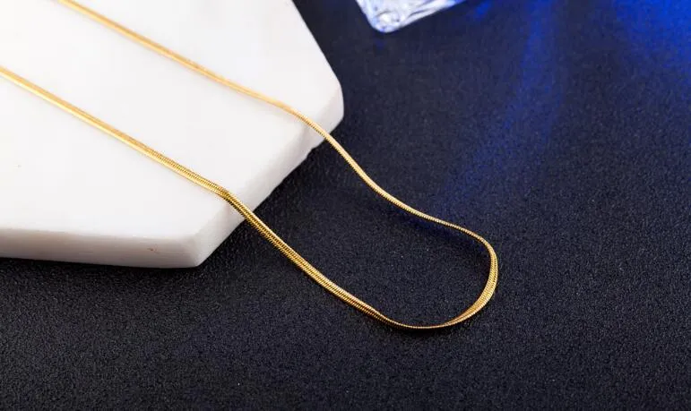 2018 Nytt modemärke 18K guldpläterad lysande 2mm jadoku kedja hängande halsband kedja clavicle kedja 20in för hängen