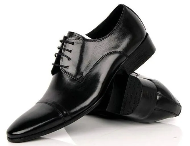 fashion modern designed formal men dress shoes genuine leather black&brown flats for business office size: 38-44