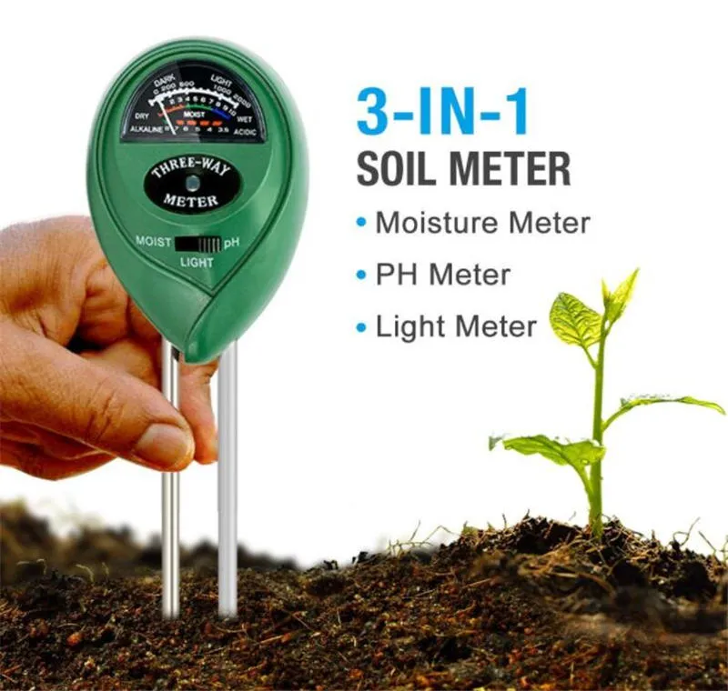3 i 1 jordfuktmätare Detektorljus och pH-tester Funktion Garden Plant Jordvatten Hydroponics Analyzer Detektorer Luftfuktighetsmätare